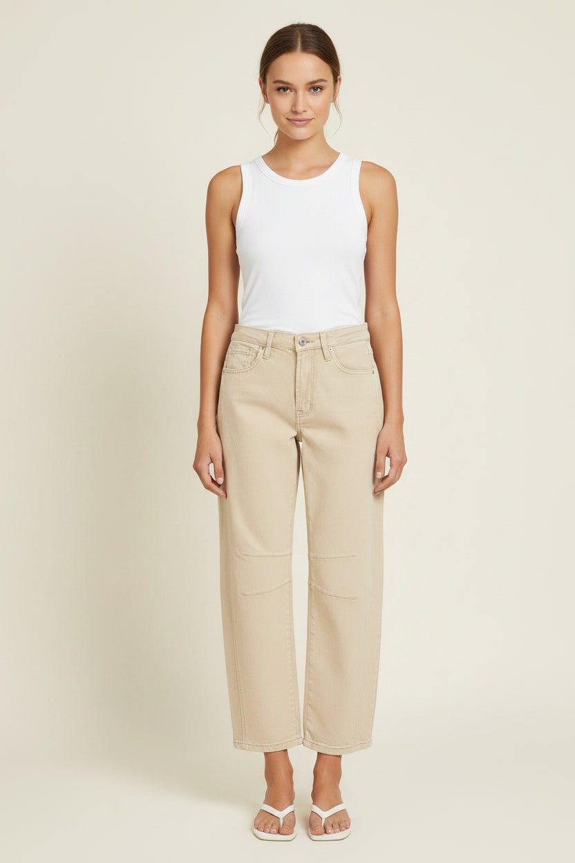 Marfil Beige Barrel Jean