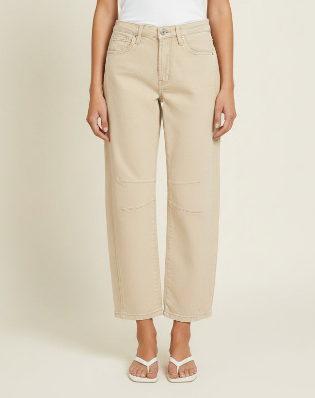 Marfil Beige Barrel Jean