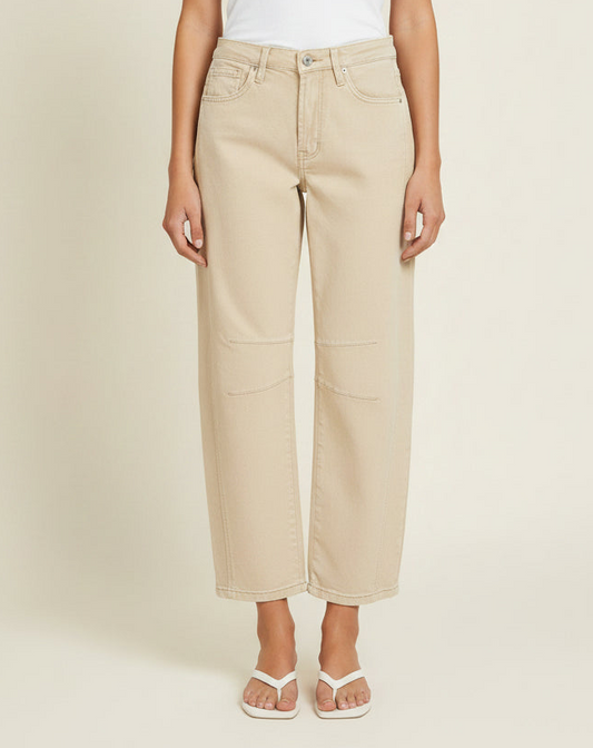 Marfil Beige Barrel Jean